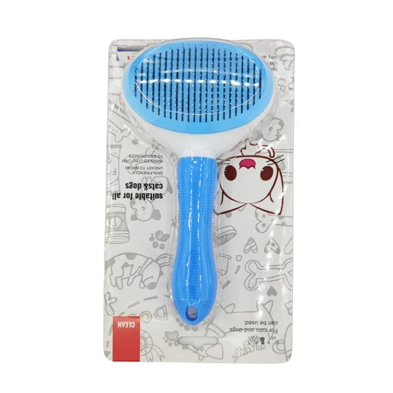 Self-Cleaning Pet Hair Removal Comb - Cat Slicker Brush and Dog Grooming Tool