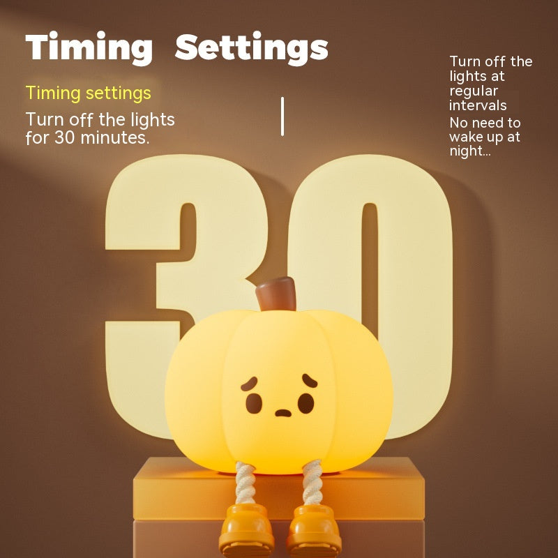 Halloween Pumpkin Night Light - Soft Silicone Touch Dimmable Rechargeable Lamp for Home Decor and Kids Gifts