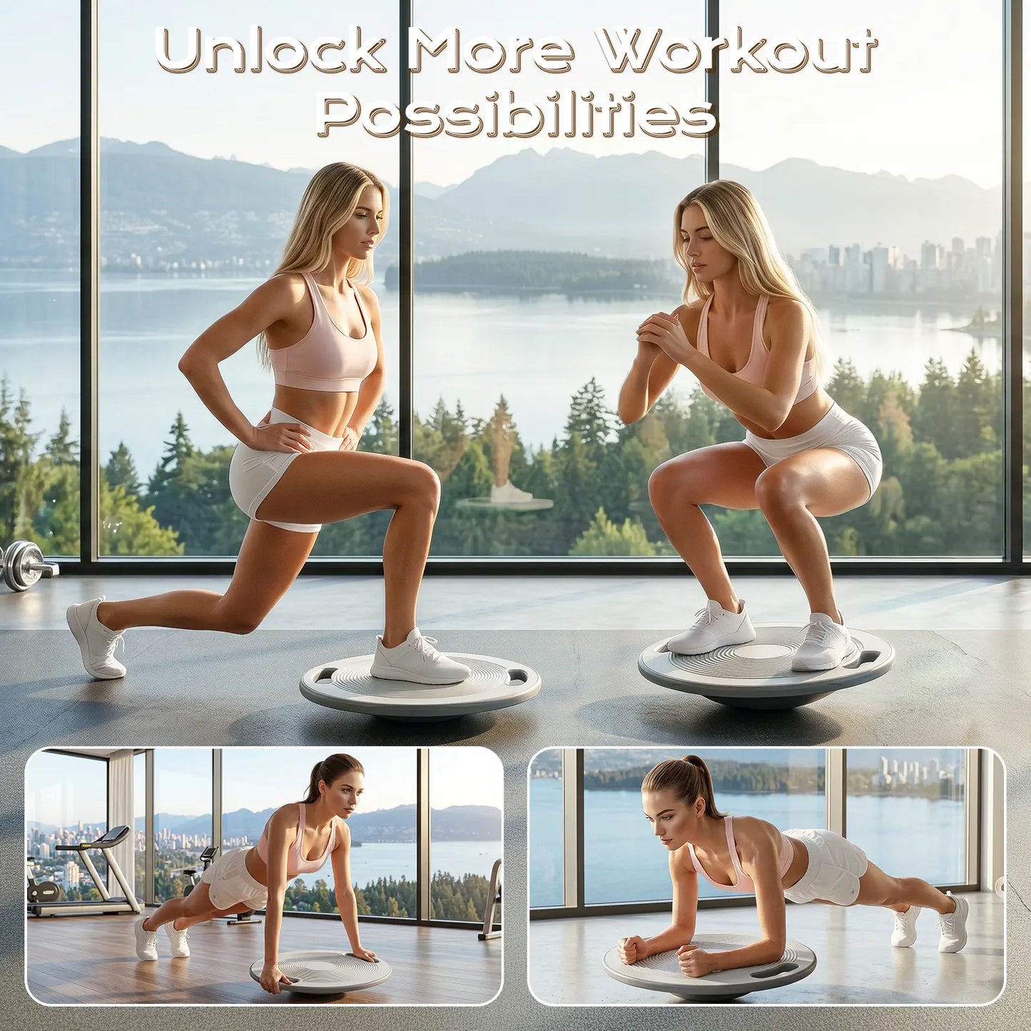 Wobble Balance Board Trainer with Handles, Plastic Stability Board, Non-Slip for Core Training, Standing Desk, Home, Office & Gym Workouts
