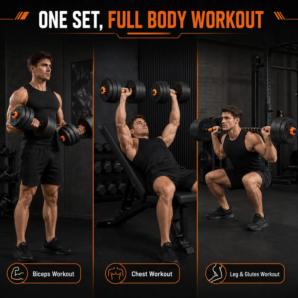 Adjustable Dumbbell Set, 22/44/66Lbs Free Weight Set Used as Dumbbell and Barbells, Pesas Para Ejercicios En Casa, Fitness Exercises for Home Gym Suitable for Men/Women