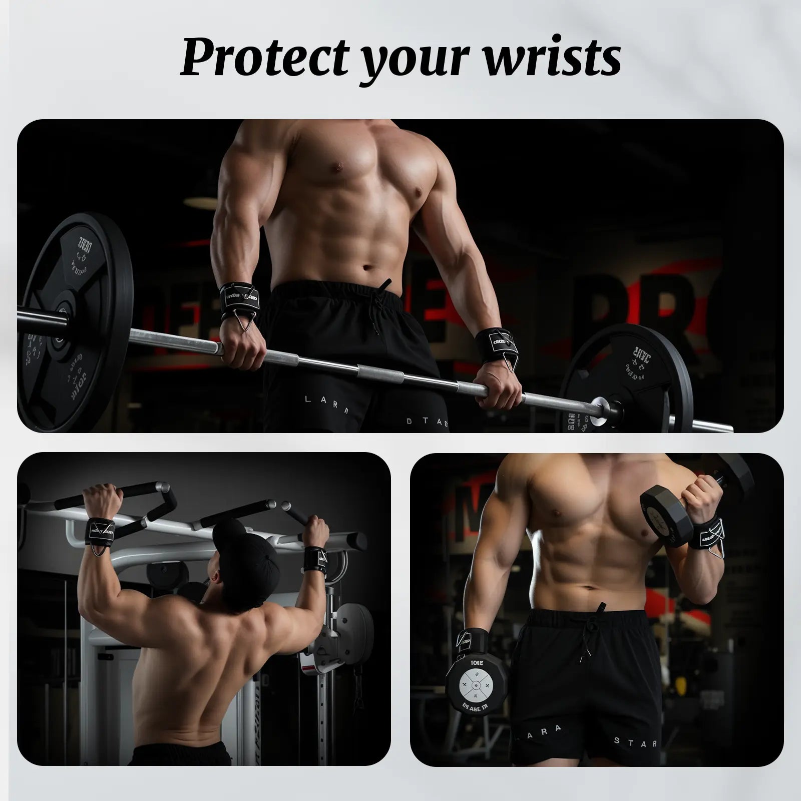 MOST GRIP Wrist Cuffs with D-Ring, Wrist Wraps for Weightlifting with Neoprene Padding, Wrist Straps for Cable Machines