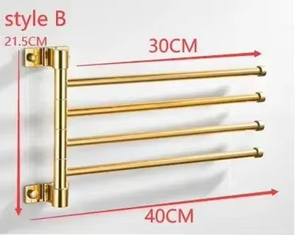 Luxury Aluminum Wall-Mounted Rotating Towel Rack and Holder for Bathroom Storage Accessories