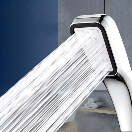 Pressurized 300-Hole Handheld Square Showerhead with Water-Saving Rainfall Spray Nozzle - Bathroom Accessory