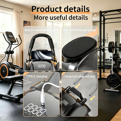 4-Wheel Auto Rebound Ab Roller with Digital Counter, Enhanced Elbow Pad, and Phone Holder - Professional Core Trainer for Home Gym Fitness and Abdominal Workouts