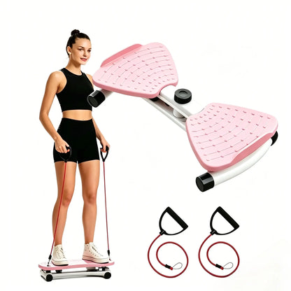 2-in-1 Waist Twister and Leg Step Trainer with Resistance Bands - Compact and Portable for Full-Body Low-Impact Workouts, Toning Legs, Glutes, and Core