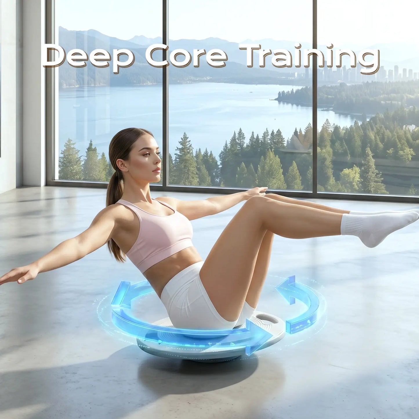 Wobble Balance Board Trainer with Handles, Plastic Stability Board, Non-Slip for Core Training, Standing Desk, Home, Office & Gym Workouts