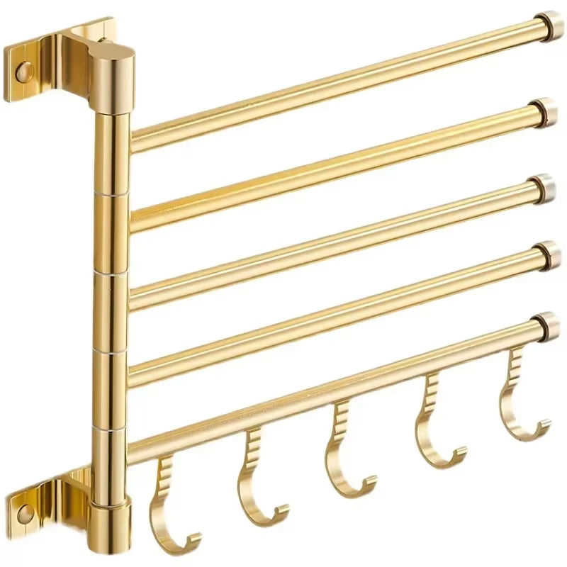 Luxury Aluminum Wall-Mounted Rotating Towel Rack and Holder for Bathroom Storage Accessories