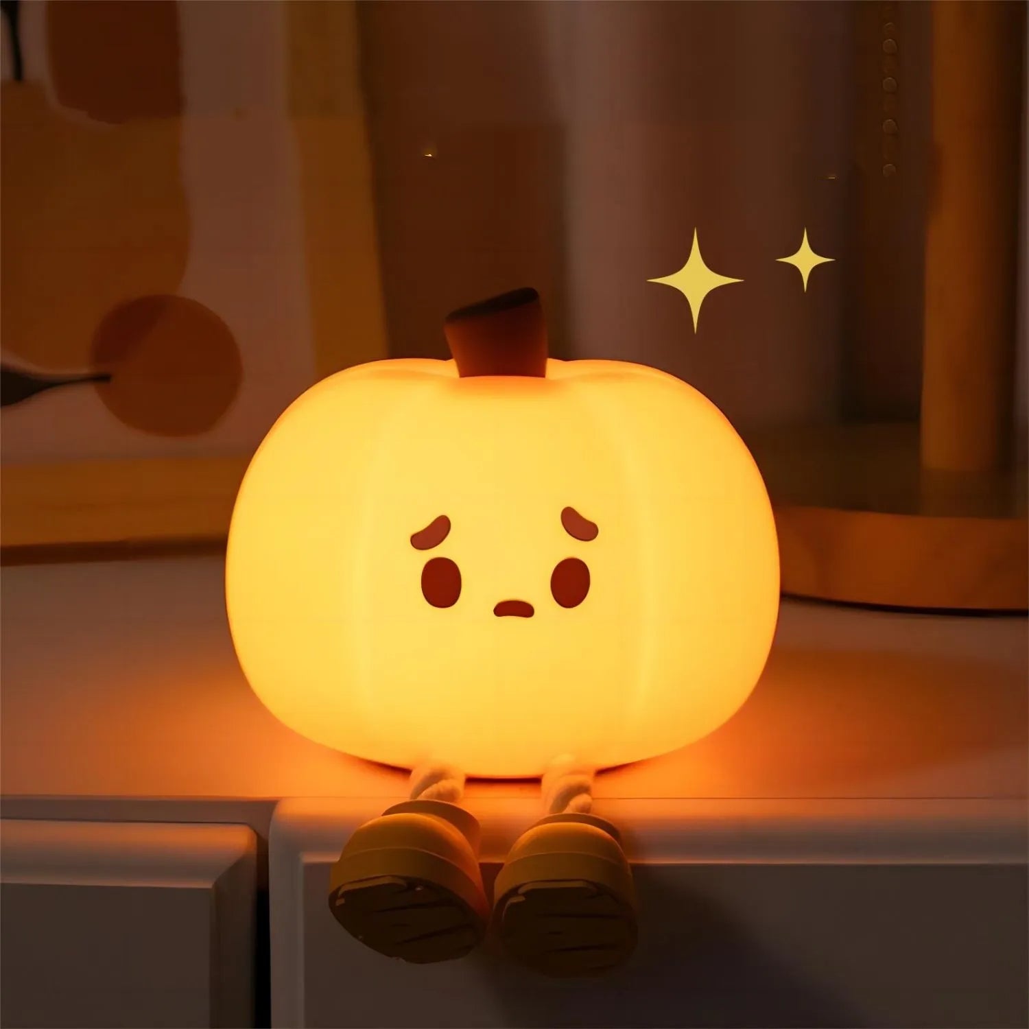 Halloween Pumpkin Night Light - Soft Silicone Touch Dimmable Rechargeable Lamp for Home Decor and Kids Gifts
