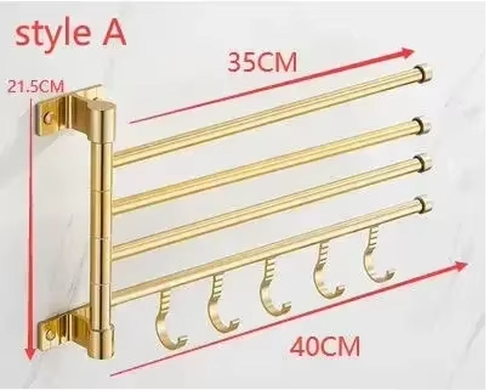 Luxury Aluminum Wall-Mounted Rotating Towel Rack and Holder for Bathroom Storage Accessories