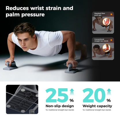 Ergonomic Push-Up Stands with Training Mat Set | Alleviates Wrist Discomfort | 3.6" Elevation | Enhanced Grip by 25% | Increased Capacity by 20% | Ideal for Home Gym Use