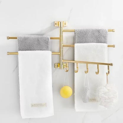 Luxury Aluminum Wall-Mounted Rotating Towel Rack and Holder for Bathroom Storage Accessories