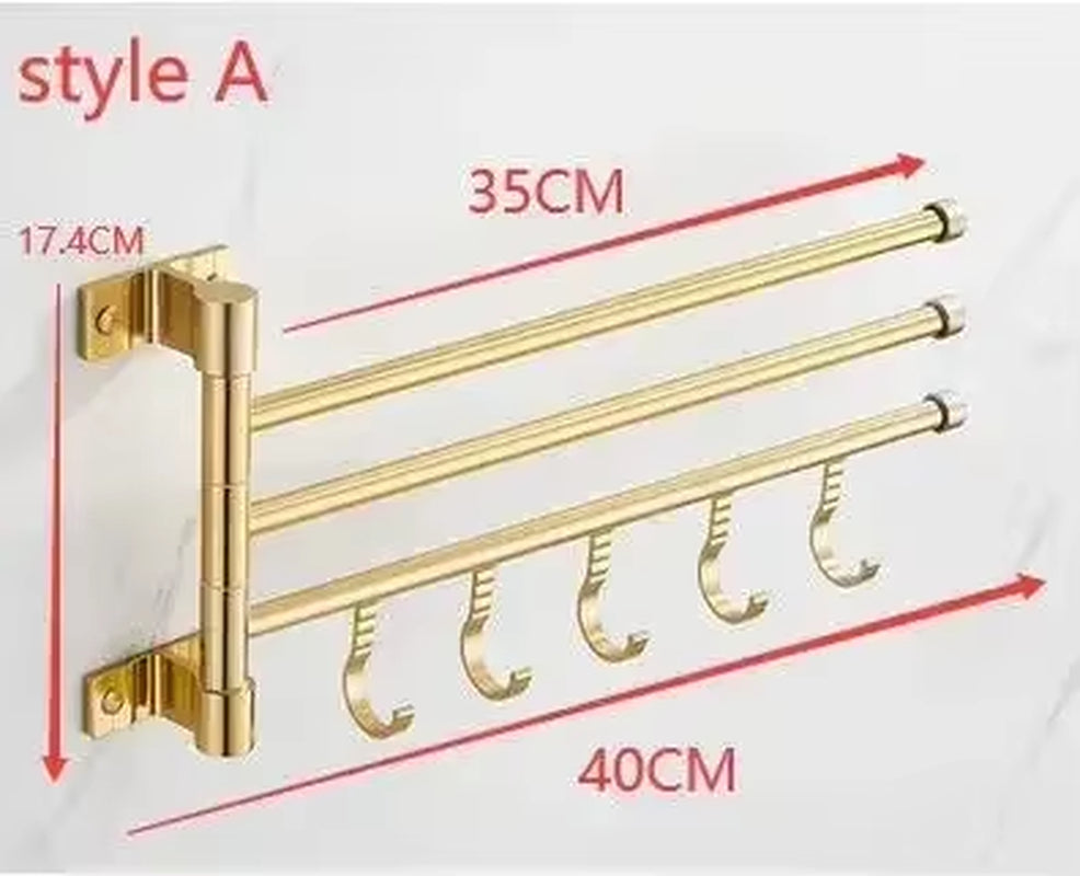 Luxury Aluminum Wall-Mounted Rotating Towel Rack and Holder for Bathroom Storage Accessories