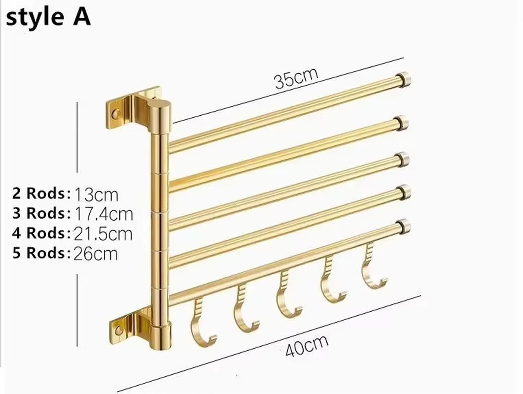 Luxury Aluminum Wall-Mounted Rotating Towel Rack and Holder for Bathroom Storage Accessories