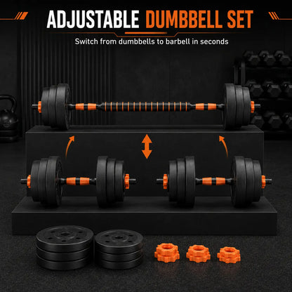 Adjustable Dumbbell Set, 22/44/66Lbs Free Weight Set Used as Dumbbell and Barbells, Pesas Para Ejercicios En Casa, Fitness Exercises for Home Gym Suitable for Men/Women