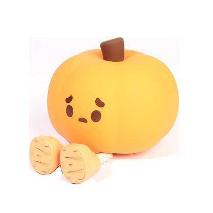 Halloween Pumpkin Night Light - Soft Silicone Touch Dimmable Rechargeable Lamp for Home Decor and Kids Gifts