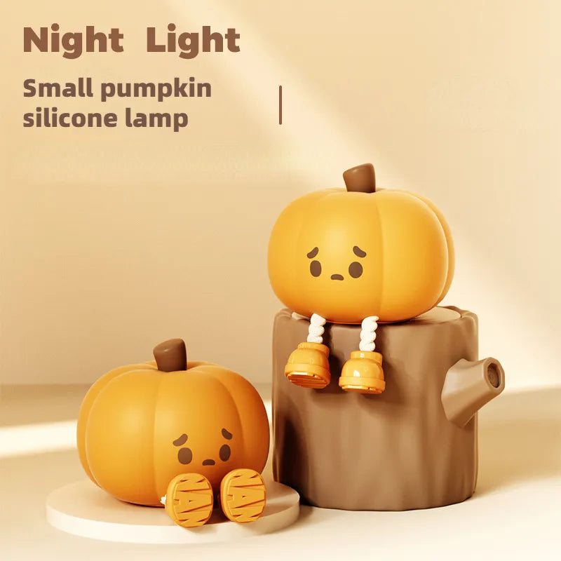 Halloween Pumpkin Night Light - Soft Silicone Touch Dimmable Rechargeable Lamp for Home Decor and Kids Gifts