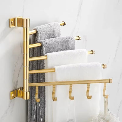 Luxury Aluminum Wall-Mounted Rotating Towel Rack and Holder for Bathroom Storage Accessories