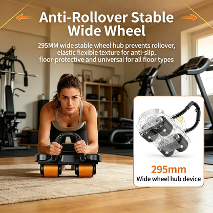 4-Wheel Auto Rebound Ab Roller with Digital Counter, Enhanced Elbow Pad, and Phone Holder - Professional Core Trainer for Home Gym Fitness and Abdominal Workouts
