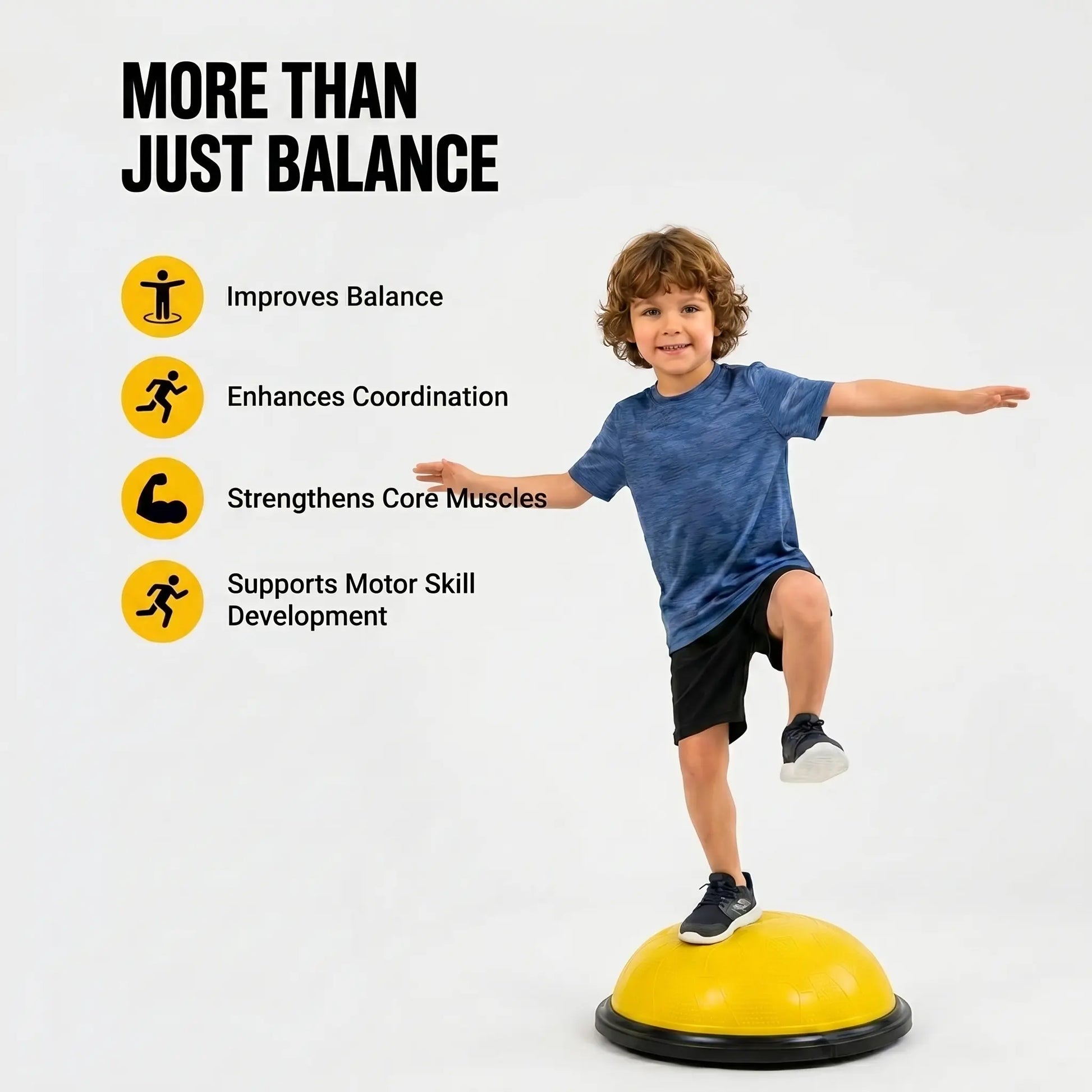 Origem Bosu Ball Balance Trainer Enhancing Balance, Focus, and Physical Coordination | Ideal for Family Fitness, Children'S Sensory Integration Training, and Youth Sports Conditioning.
